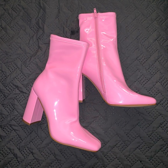Pink patent leather booties Clearance